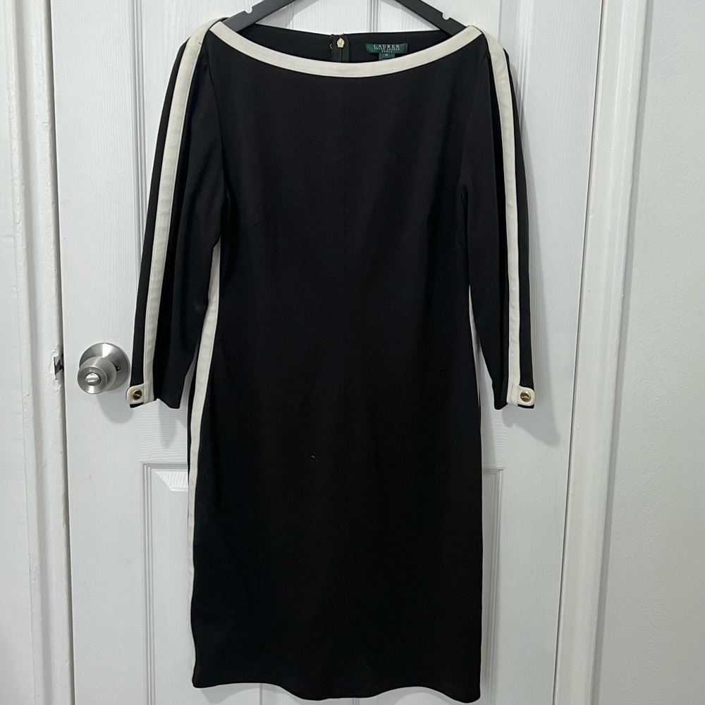 Ralph Lauren women’s  Black and Cream Long Sleeve Dress 16